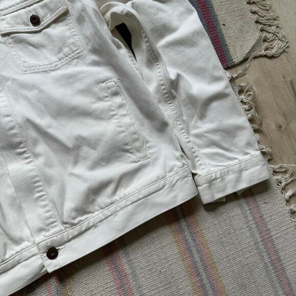 Vintage White Canvas Cotton Trucker Work Denim Jacket - Picture 6 of 8